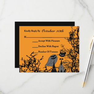 Cartão de Resposta para Casamento de Gatos Hallowe