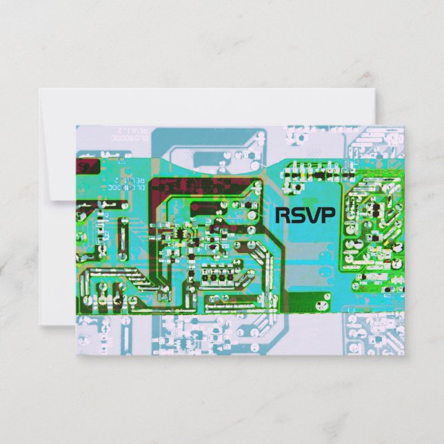 Cartão de resposta para casamento de geek de alta  (Frente)