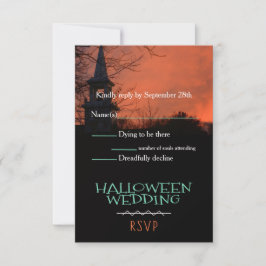 Cartão de Resposta para Casamento de Halloween na