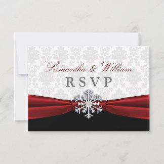 Cartão de Resposta para Casamento de Inverno com L