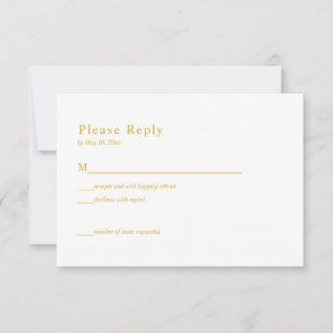 Cartão de Resposta para Casamento Elegante Dourado
