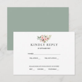 Cartão de Resposta para Casamento Floral Rosado