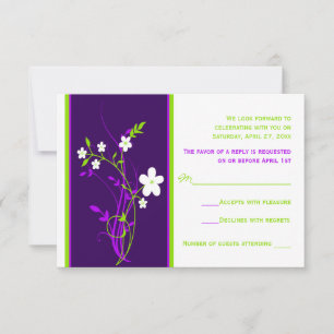 Cartão de Resposta para Casamento Floral Roxo, Lim