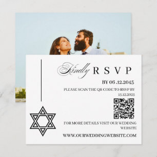 Cartão de Resposta para Casamento Judaico com Estr