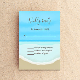 Cartão de Resposta para Casamento na Praia do Ocea