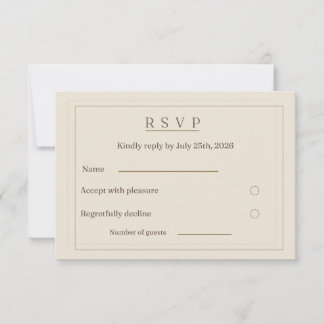 Cartão de Resposta para Casamento Quadro Dourado |