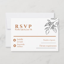 Cartão de Resposta para Casamento Ruddy Brown Old