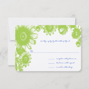 Cartão de Resposta para Casamento Verde Floral e A