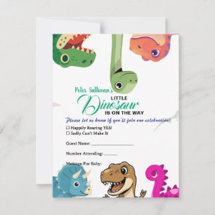 Cartão de Resposta para Chá de Bebê Dinossauro Con