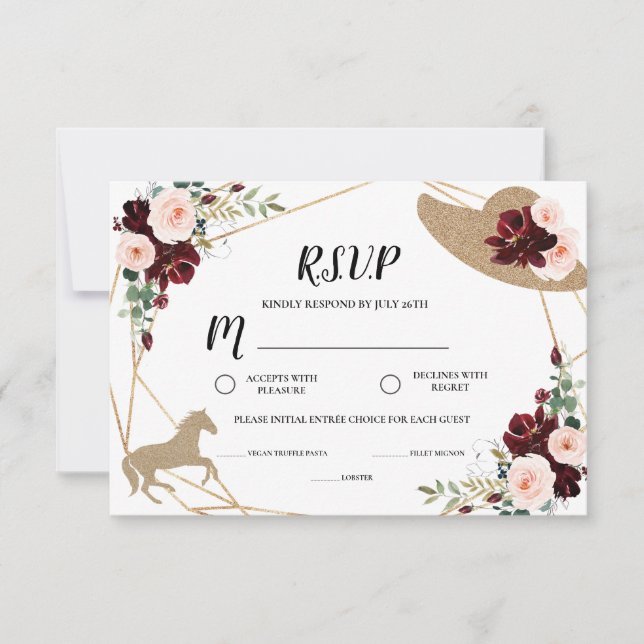 Cartão de Resposta para Chá de Noiva de Derby de C (Frente)