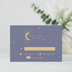Cartão de Resposta Pastel Celestial Gold Moon RSVP