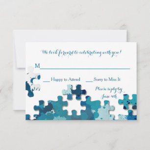 Cartão de Resposta Peças de Puzzle Azul
