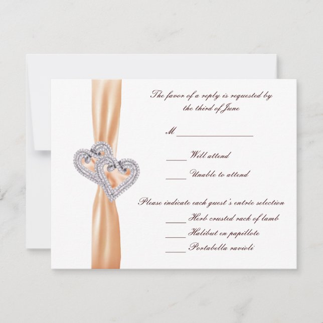 Cartão de Resposta Personalizado de Corações de Ta (Frente)