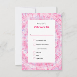 Cartão de Resposta Pink Tie Dye Bat Mitzvah