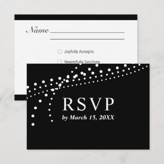 Cartão de Resposta Preto/Branco Elegante com Ponto