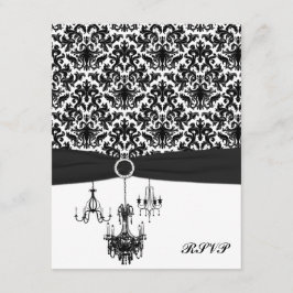 Cartão de Resposta Preto e Branco Damasko com Lust