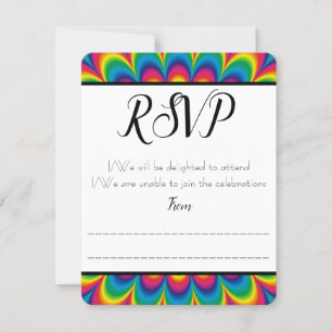 Cartão de Resposta Psikedélico Tie Dye RSVP