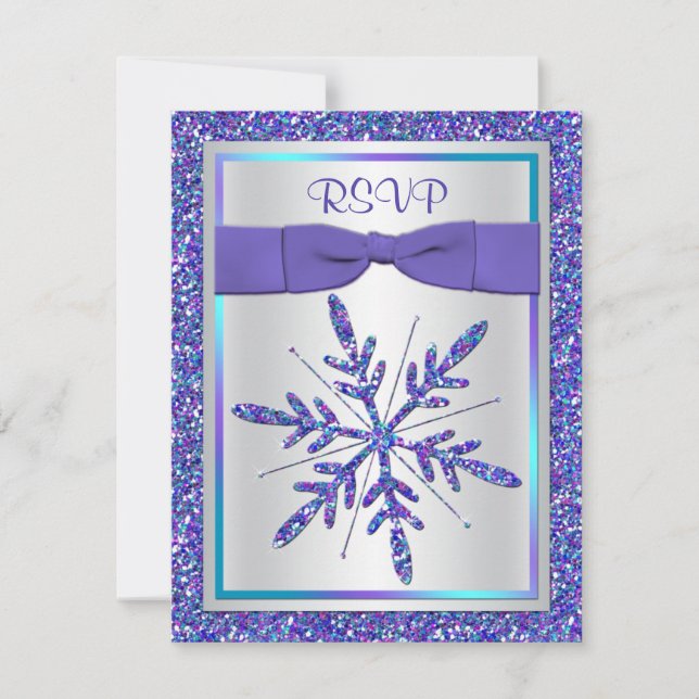 Cartão de Resposta Purple, Floco de Neve com Purpu (Frente)
