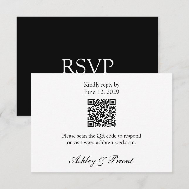 Cartão de Resposta QR Code Minimalista Clássico Pr (Frente/Verso)