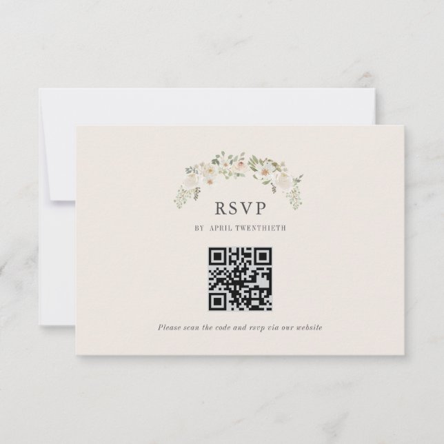 Cartão de resposta QR code para casamento no Jardi (Frente)