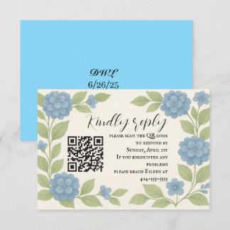 Cartão de Resposta QR Code para Orçamento Azul Hor