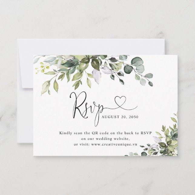 Cartão de Resposta QR Code para Site de Casamento  (Frente)