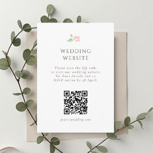 Cartão de Resposta QR de Casamento Floral Bege Bra