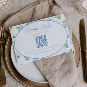Cartão de Resposta QR de Casamento Floral Hortênsi