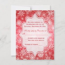 Cartão de Resposta Red e White Snowflakes
