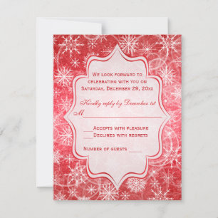 Cartão de Resposta Red e White Snowflakes