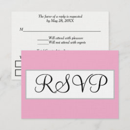 Cartão de Resposta Rosa Pastel Prata para Casament