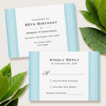 Cartão de Resposta RSVP Azul de Festa de aniversár
