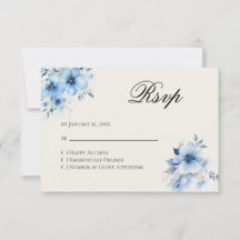 Cartão de resposta RSVP azul de Quinceanera