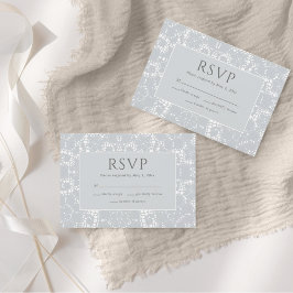 Cartão de Resposta RSVP Azul Poento Renda