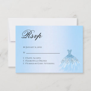 Cartão de Resposta RSVP Blue Quinceanera