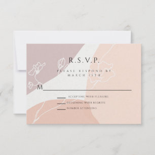 Cartão de Resposta RSVP Botânico Moderno Rosa Bege