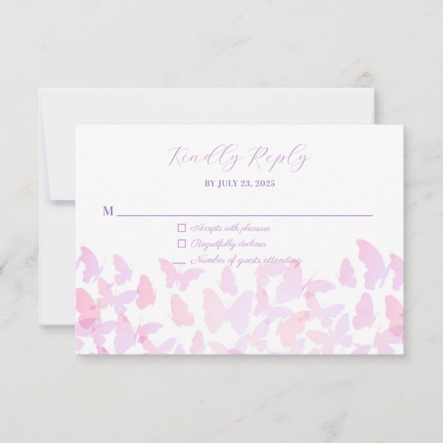 Cartão de Resposta RSVP Butterfly Quinceañera (Frente)