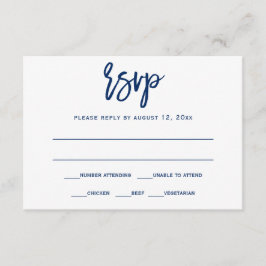 Cartão de Resposta RSVP | Caligrafia à Mão - Azul 