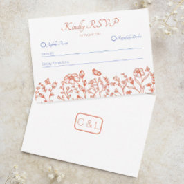 Cartão de Resposta RSVP Casamento Laranja Pôr do S