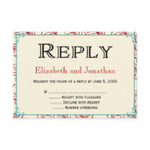 Cartão de Resposta RSVP Casamento Rústico Vermelho