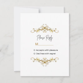 Cartão de Resposta RSVP com Moldura de Rolo Dourad
