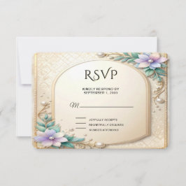 Cartão de Resposta RSVP com Moldura Floral Decorat