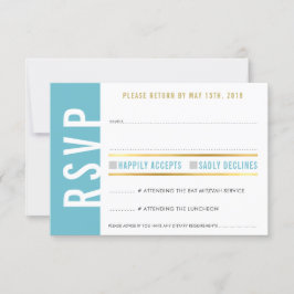 CARTÃO DE RESPOSTA RSVP cute turquesa branco coraç