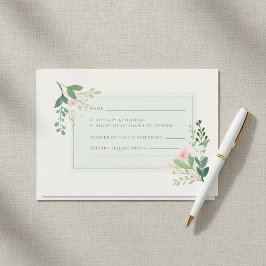 Cartão de Resposta RSVP de Aquarela Floral Verde S
