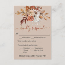 Cartão de Resposta RSVP de Bouquet Floral de Outon