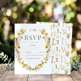 Cartão de Resposta RSVP de Casamento Amarelo Simpl
