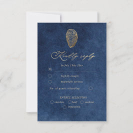 Cartão de Resposta RSVP de Casamento Azul Royal Na