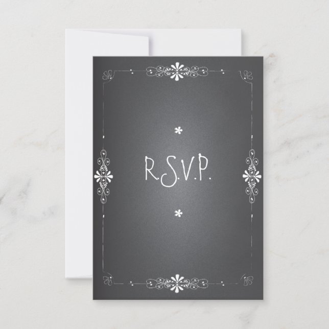 Cartão de Resposta RSVP de Casamento Chalkboard (Frente)