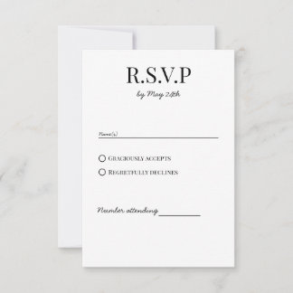 Cartão de Resposta RSVP de Casamento Chic Clássico