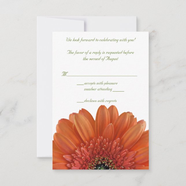 Cartão de Resposta RSVP de Casamento com Gérbera L (Frente)
